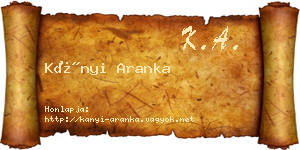Kányi Aranka névjegykártya
