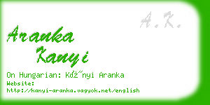 aranka kanyi business card